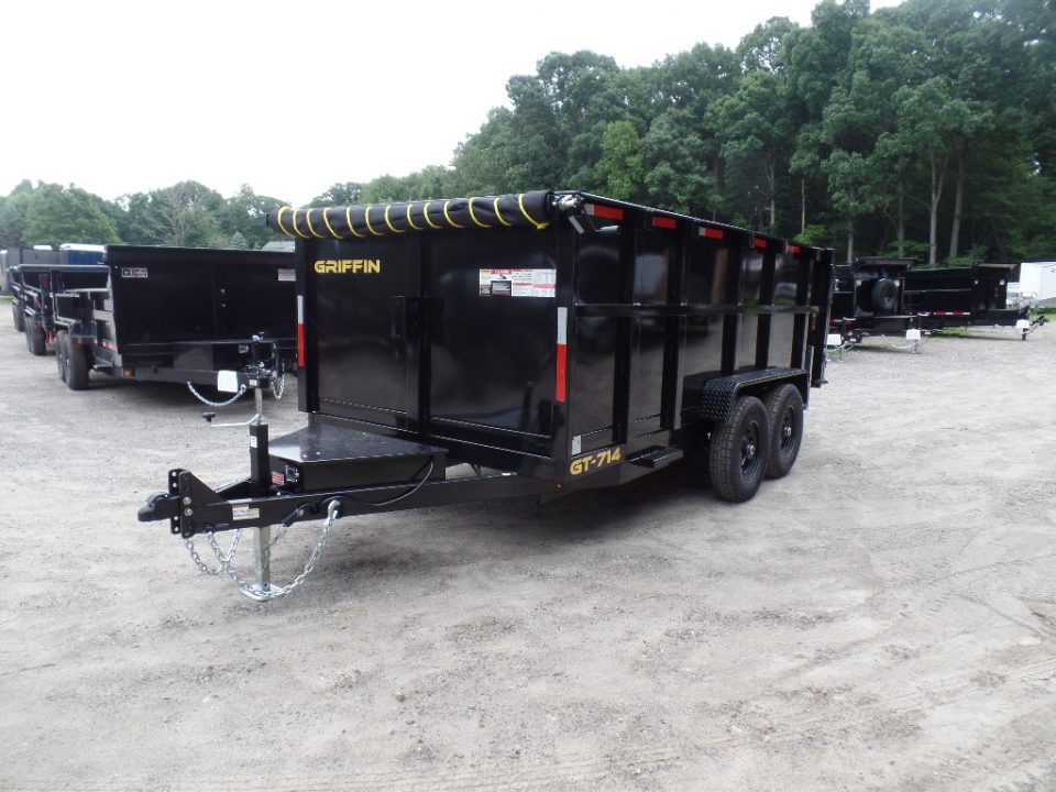 New GRIFFIN BRAND , 14 FT, Dump Trailer 7X14X4'High Sides 14,000 lb. GVWR, Griffin Brand. Triple Frame, Ramps