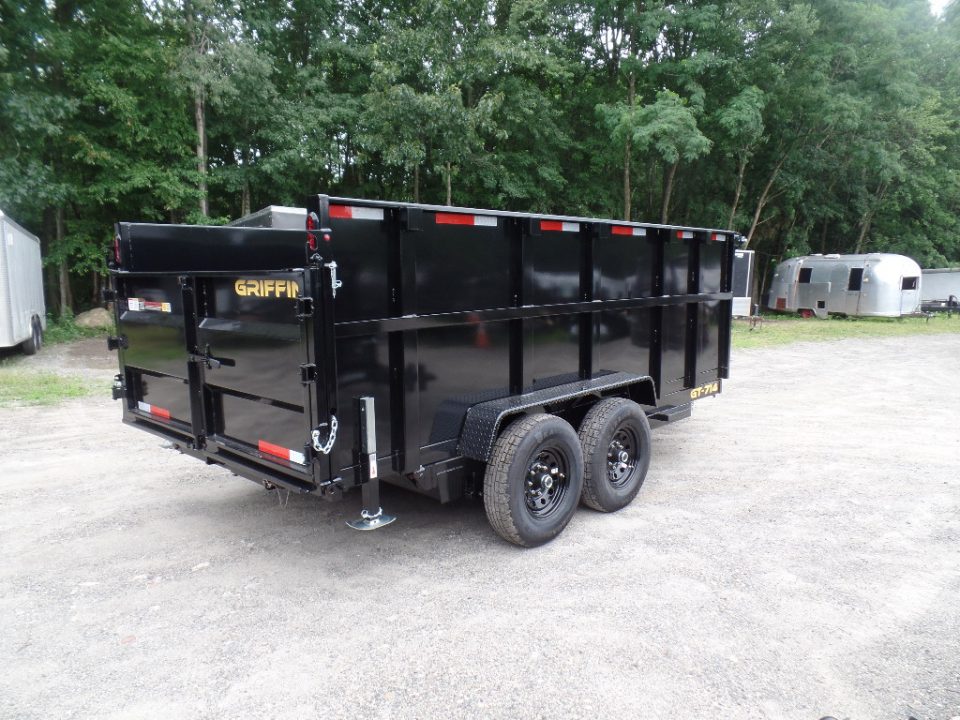 New GRIFFIN BRAND , 14 FT, Dump Trailer 7X14X4'High Sides 14,000 lb. GVWR, Griffin Brand. Triple Frame, Ramps
