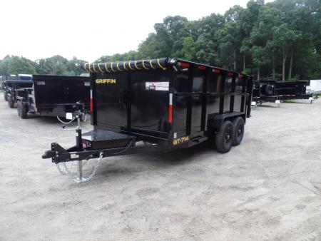 New GRIFFIN BRAND , 14 FT, Dump Trailer 7X14X4'High Sides 14,000 lb. GVWR, Griffin Brand. Triple Frame, Ramps