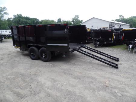 New GRIFFIN BRAND , 14 FT, Dump Trailer 7X14X4'High Sides 14,000 lb. GVWR, Griffin Brand. Triple Frame, Ramps