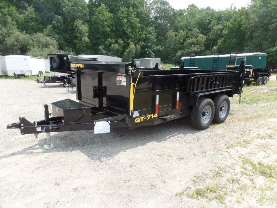 New GRIFFIN BRAND , 14 FT, Dump Trailer 7X14  14,000 lb. GVWR, Griffin Brand. Triple Frame, Ramps