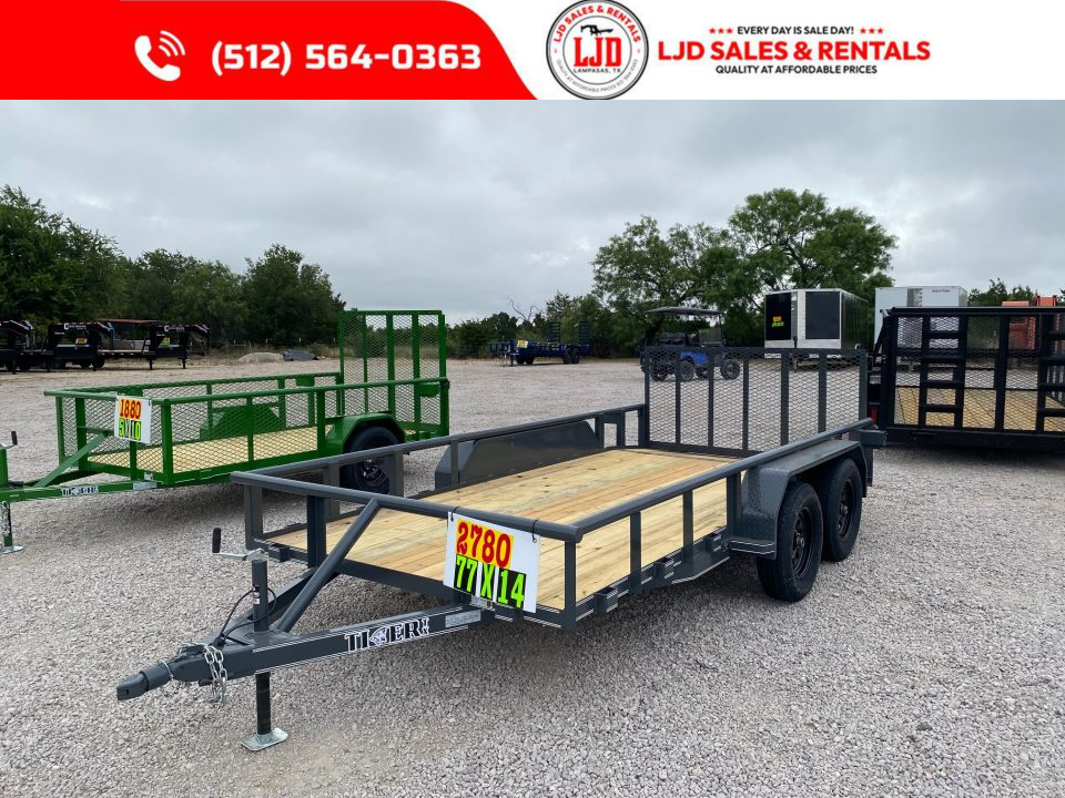 New 2026 Tiger - 77" x 14' - Utility Trailer - 3' Gate - Dovetail