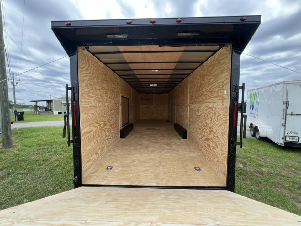 New 2027 South Georgia Cargo 8.5x28 Tandem Axle Enclosed Cargo Trailer – Blackl Polycore Super Stealth Blackout Edition | 7'6" Interior, Escape Door & Rear Spoiler