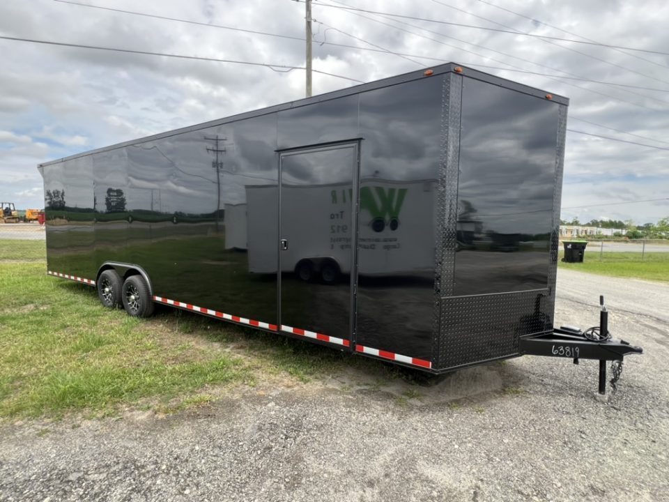New 2027 South Georgia Cargo 8.5x28 Tandem Axle Enclosed Cargo Trailer – Blackl Polycore Super Stealth Blackout Edition | 7'6" Interior, Escape Door & Rear Spoiler