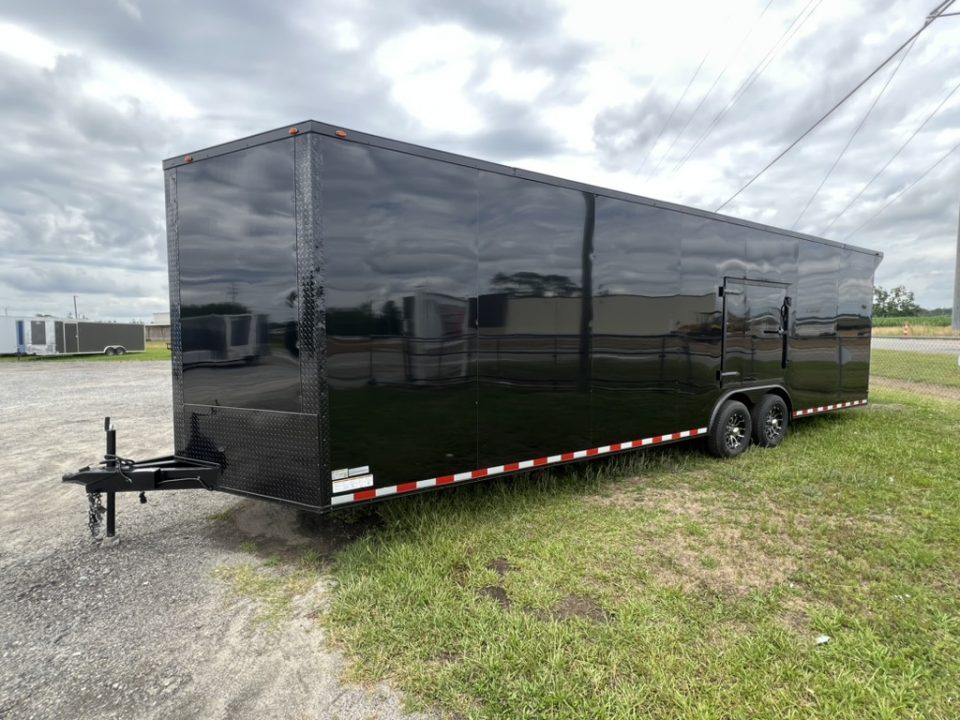 New 2027 South Georgia Cargo 8.5x28 Tandem Axle Enclosed Cargo Trailer – Blackl Polycore Super Stealth Blackout Edition | 7'6" Interior, Escape Door & Rear Spoiler