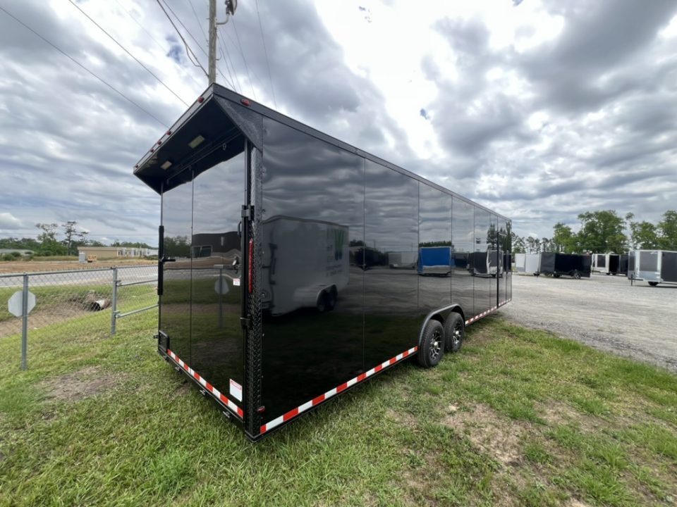 New 2027 South Georgia Cargo 8.5x28 Tandem Axle Enclosed Cargo Trailer – Blackl Polycore Super Stealth Blackout Edition | 7'6" Interior, Escape Door & Rear Spoiler