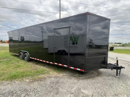 New 2027 South Georgia Cargo 8.5x28 Tandem Axle Enclosed Cargo Trailer – Blackl Polycore Super Stealth Blackout Edition | 7'6  Interior, Escape Door & Rear Spoiler