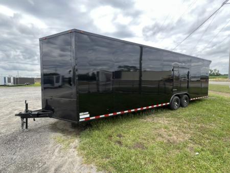 New 2027 South Georgia Cargo 8.5x28 Tandem Axle Enclosed Cargo Trailer – Blackl Polycore Super Stealth Blackout Edition | 7'6" Interior, Escape Door & Rear Spoiler