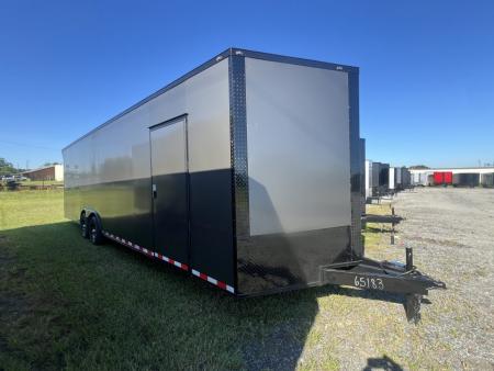 New 2027 South Georgia Cargo 8.5x28 Tandem Axle Enclosed Cargo Trailer – Charcoal Polycore Super Stealth Blackout Edition | 7'6  Interior, Escape Door & Rear Spoiler