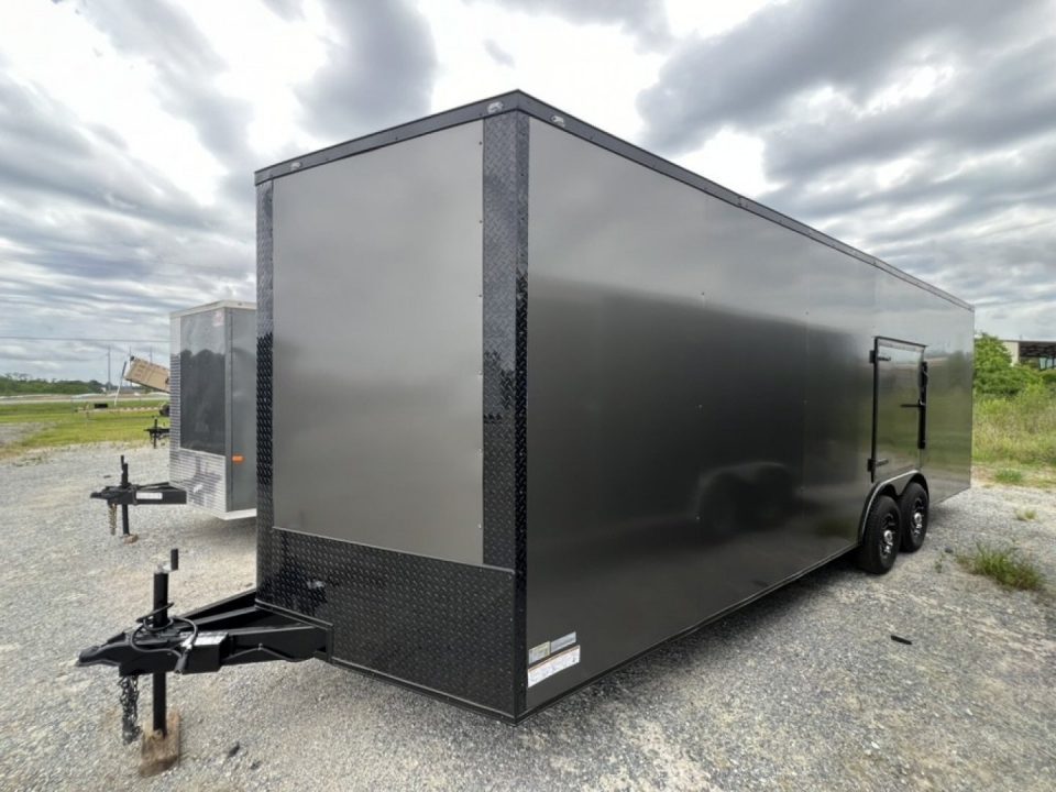 New 2027 South Georgia Cargo 8.5x24 Tandem Axle Enclosed Cargo Trailer –Charcoal Polycore Super Stealth Blackout Edition | 7'6" Interior & Escape Door