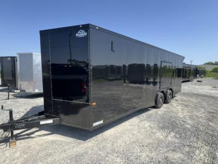 New 2027 Rock Solid Cargo 8.5x24 Tandem Axle Enclosed Cargo Trailer – Black Polycore Super Stealth Blackout Edition | Escape Door & Rear Spoiler