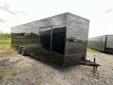 New 2027 South Georgia Cargo 8.5x24 Tandem Axle Enclosed Cargo Trailer – Charcoal Polycore Super Stealth Blackout Package | 7'6  Interior, Escape Door & Rear Spoiler