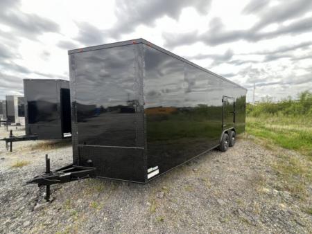 New 2027 South Georgia Cargo 8.5x24 Tandem Axle Enclosed Cargo Trailer – Charcoal Polycore Super Stealth Blackout Package | 7'6" Interior, Escape Door & Rear Spoiler
