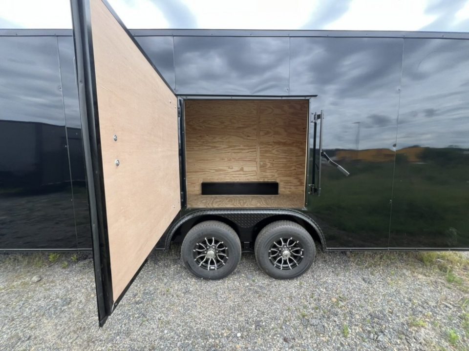 New 2027 South Georgia Cargo 8.5x24 Tandem Axle Enclosed Cargo Trailer – Charcoal Polycore Super Stealth Blackout Package | 7'6" Interior, Escape Door & Rear Spoiler