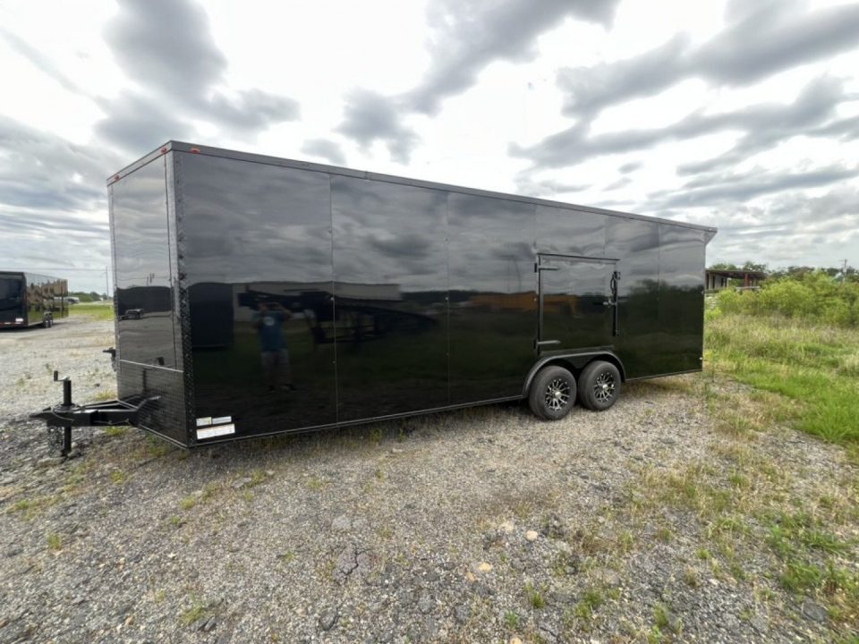 New 2027 South Georgia Cargo 8.5x24 Tandem Axle Enclosed Cargo Trailer – Charcoal Polycore Super Stealth Blackout Package | 7'6" Interior, Escape Door & Rear Spoiler