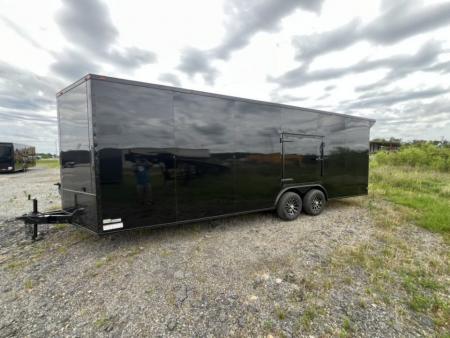 New 2027 South Georgia Cargo 8.5x24 Tandem Axle Enclosed Cargo Trailer – Charcoal Polycore Super Stealth Blackout Package | 7'6" Interior, Escape Door & Rear Spoiler