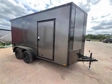 New 2027 Titanium 7x14 Tandem Axle Enclosed Motorcycle Trailer – Charcoal Polycore Blackout Package