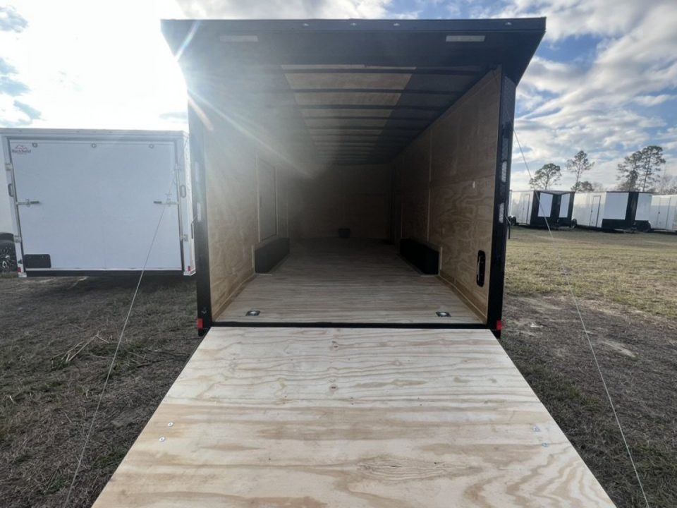 New 2027 Rock Solid Cargo 8.5x20 Tandem Axle Enclosed Cargo Trailer – White Polycore Super Stealth Blackout Package | Spread Axle