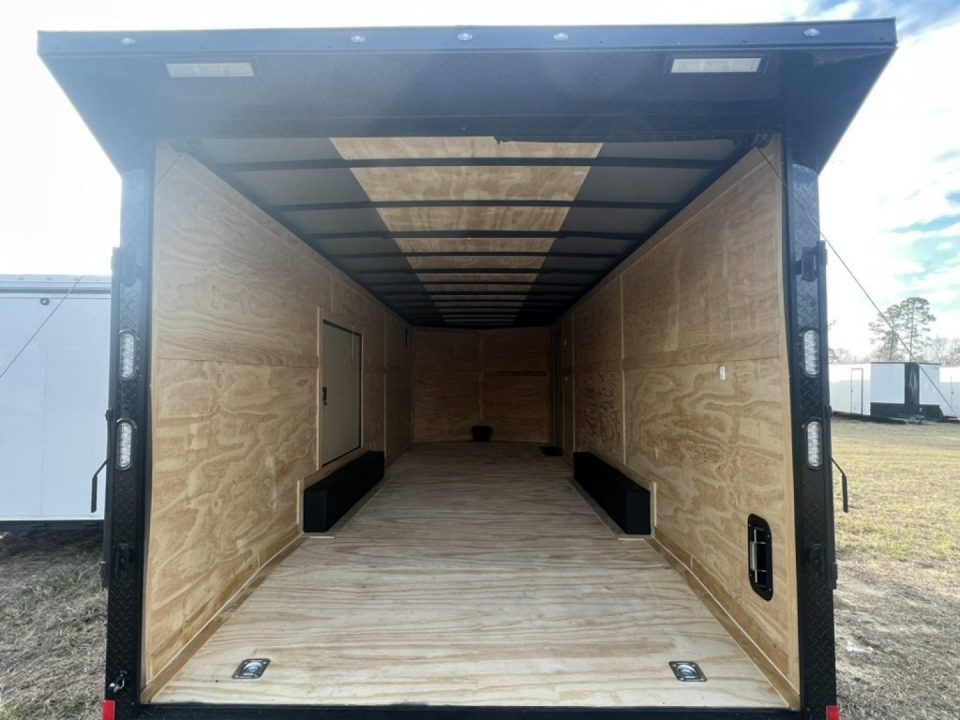 New 2027 Rock Solid Cargo 8.5x20 Tandem Axle Enclosed Cargo Trailer – White Polycore Super Stealth Blackout Package | Spread Axle