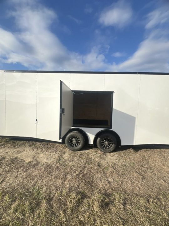 New 2027 Rock Solid Cargo 8.5x20 Tandem Axle Enclosed Cargo Trailer – White Polycore Super Stealth Blackout Package | Spread Axle