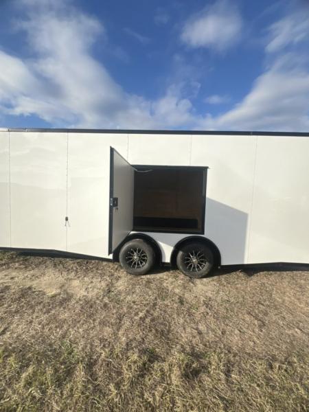 New 2027 Rock Solid Cargo 8.5x20 Tandem Axle Enclosed Cargo Trailer – White Polycore Super Stealth Blackout Package | Spread Axle