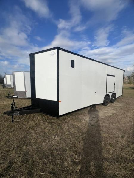 New 2027 Rock Solid Cargo 8.5x20 Tandem Axle Enclosed Cargo Trailer – White Polycore Super Stealth Blackout Package | Spread Axle