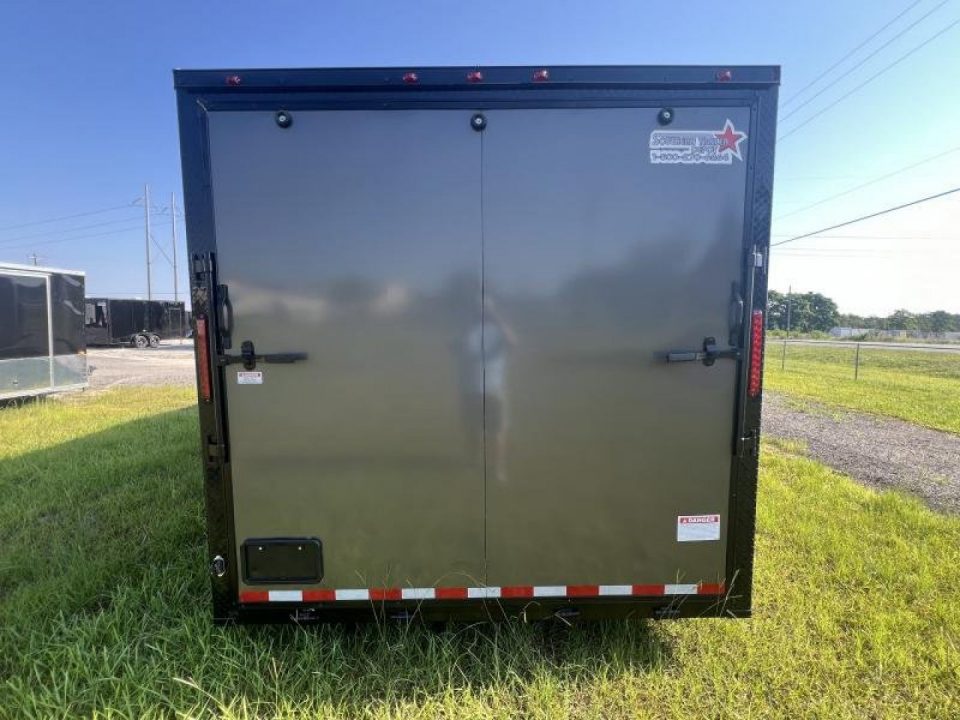New 2027 South Georgia Cargo 8.5x28 Tandem Axle Enclosed Cargo Trailer – Charcoal Polycore Super Stealth Blackout Package | Escape Door