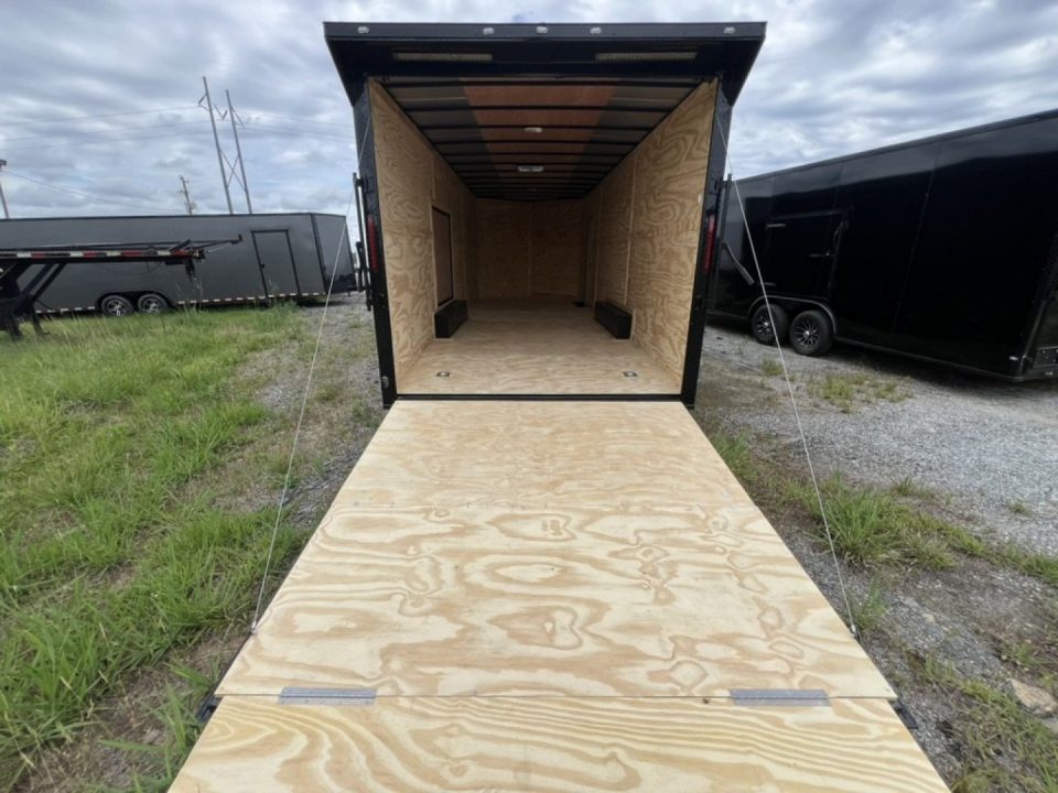 New 2027 South Georgia Cargo 8.5x24 Tandem Axle Enclosed Cargo Trailer – Charcoal Polycore Super Stealth Blackout Package | Escape Door & Rear Spoiler