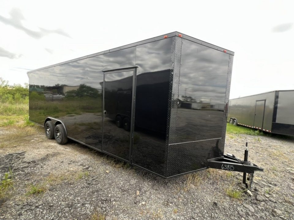 New 2027 South Georgia Cargo 8.5x24 Tandem Axle Enclosed Cargo Trailer – Black Super Stealth Blackout Package | Escape Door & Rear Spoiler