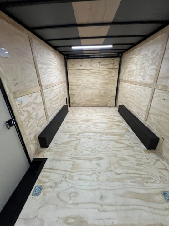 New 2027 Rock Solid Cargo 8.5x16 Tandem Axle Enclosed Motorcycle Trailer – White Polycore Rear Spoiler | Spread Axle