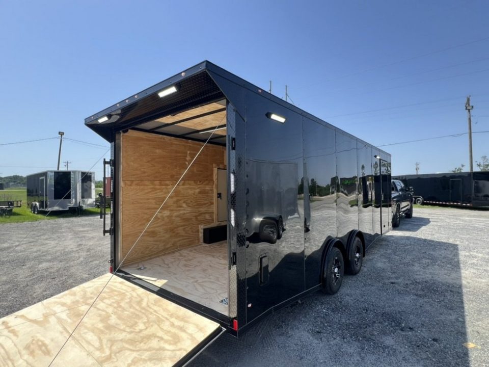 New 2027 Rock Solid Cargo 8.5x24 Tandem Axle Enclosed Race Trailer – Black Polycore Super Stealth Blackout Package | Spread Axle