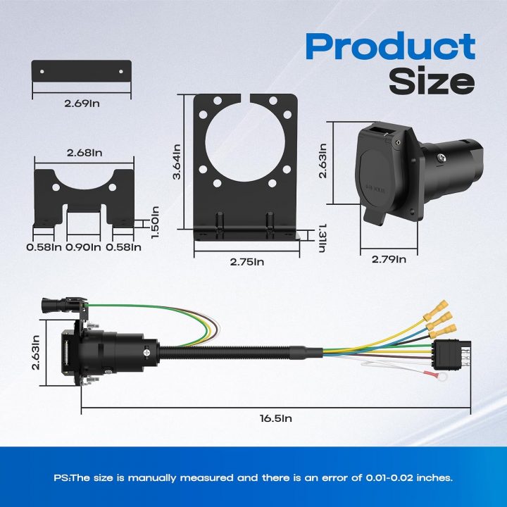 New 2026 4-Way Flat to 7-Way RV Blade & 4-Way Trailer Wiring Adapter with Mounting Bracket, 4 Pin Vehicle-Side to Dual-Output 7 Pin Round & 4 Flat Connector for Truck, RV, and Trailers Accessories