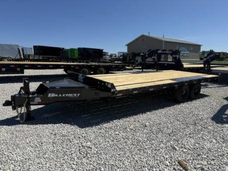 New 2026 Hillcrest Black-Grey 102"x20' 15.4k Bumper Pull Straight Deck Flatbed Deckover Trailer