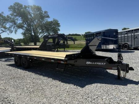 New 2026 Hillcrest Black-Grey 102 x20' 15.4k Bumper Pull Straight Deck Flatbed Deckover Trailer