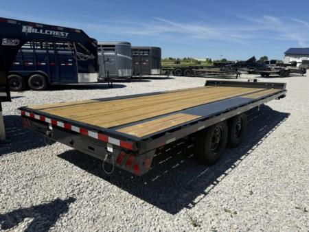 New 2026 Hillcrest Black-Grey 102"x20' 15.4k Bumper Pull Straight Deck Flatbed Deckover Trailer