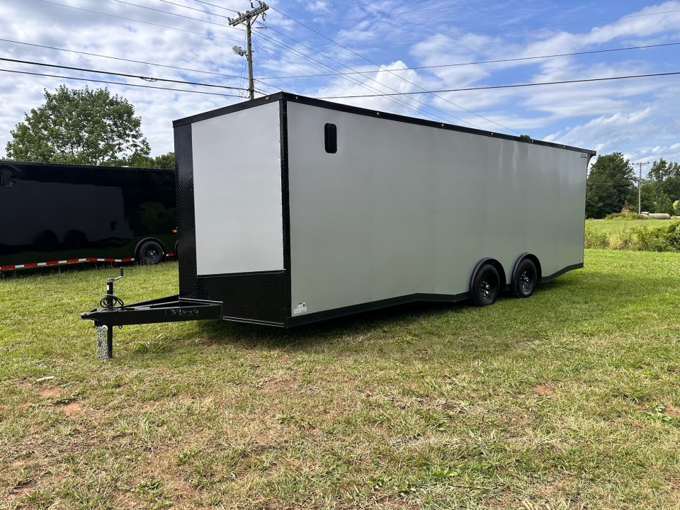 New 2026 Luxe 8.5x24 Racing Trailer Finished Interior- 5200 Tandem Axle-Silver-Blackout
