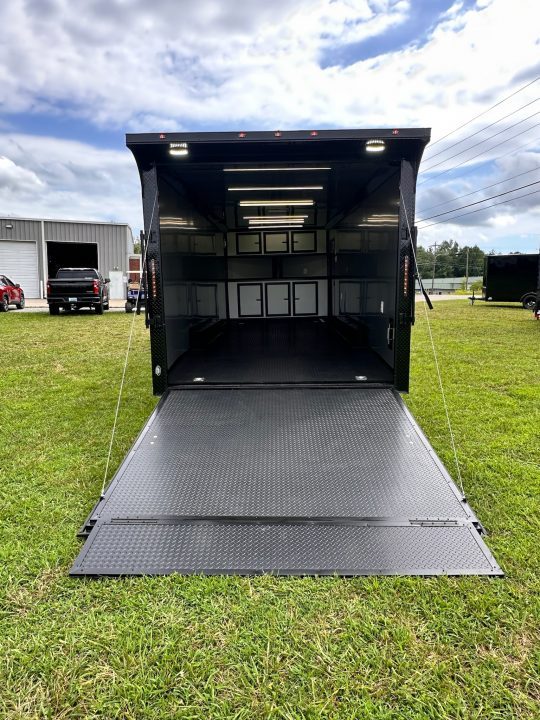 New 2026 Luxe 8.5x24 Racing Trailer Finished Interior- 5200 Tandem Axle-Silver-Blackout