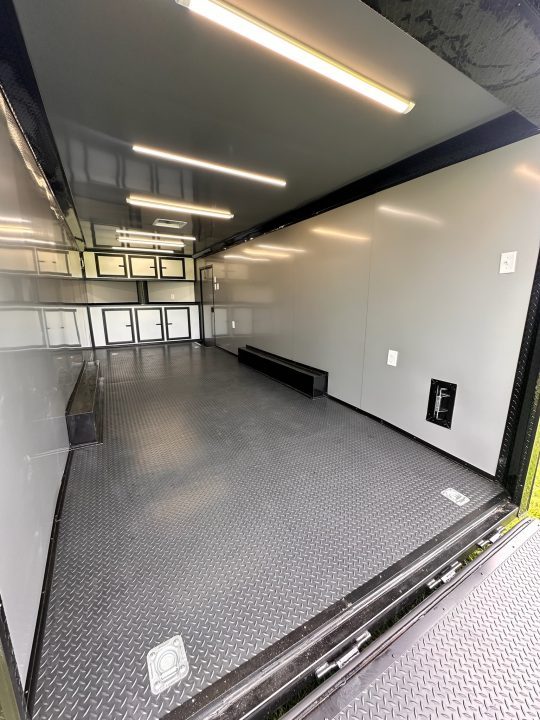 New 2026 Luxe 8.5x24 Racing Trailer Finished Interior- 5200 Tandem Axle-Silver-Blackout