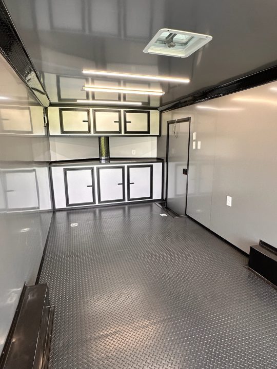 New 2026 Luxe 8.5x24 Racing Trailer Finished Interior- 5200 Tandem Axle-Silver-Blackout