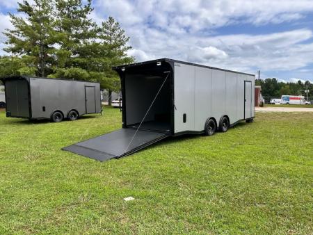 New 2026 Luxe 8.5x24 Racing Trailer Finished Interior- 5200 Tandem Axle-Silver-Blackout