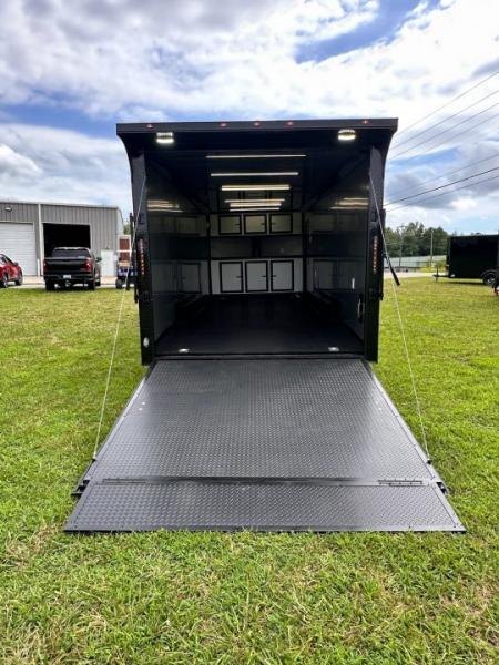 New 2026 Luxe 8.5x24 Racing Trailer Finished Interior- 5200 Tandem Axle-Silver-Blackout