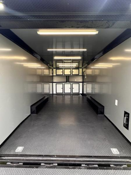 New 2026 Luxe 8.5x24 Racing Trailer Finished Interior- 5200 Tandem Axle-Silver-Blackout
