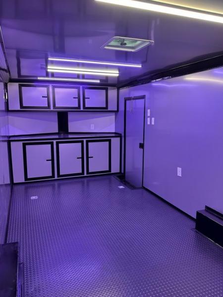 New 2026 Luxe 8.5x24 Racing Trailer Finished Interior- 5200 Tandem Axle-Silver-Blackout