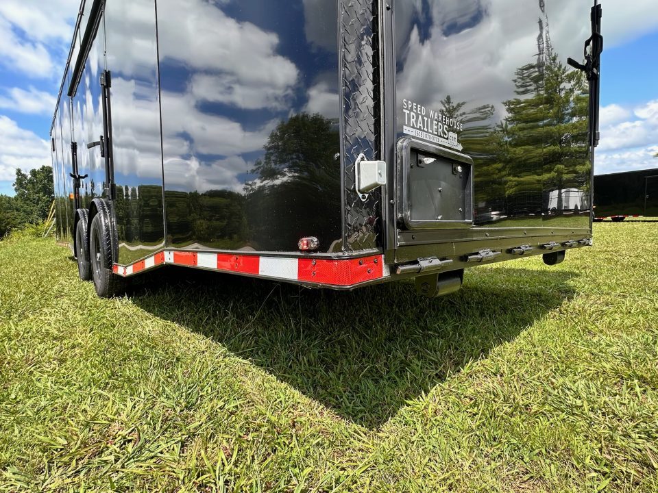 New 2026 Luxe 8.5x28 Race Trailer - Finished Interior- 7000lb Spread Torsion - Recessed E-Track-Full Escape Door-Removable Fender