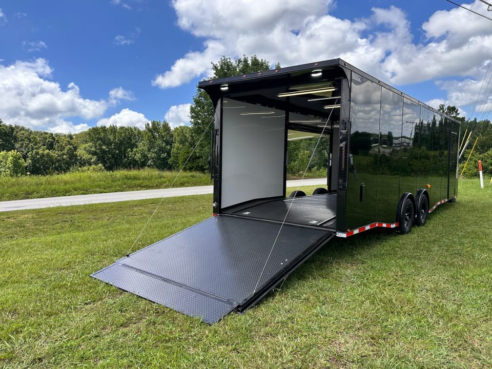 New 2026 Luxe 8.5x28 Race Trailer - Finished Interior- 7000lb Spread Torsion - Recessed E-Track-Full Escape Door-Removable Fender