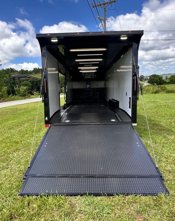 New 2026 Luxe 8.5x28 Race Trailer - Finished Interior- 7000lb Spread Torsion - Recessed E-Track-Full Escape Door-Removable Fender