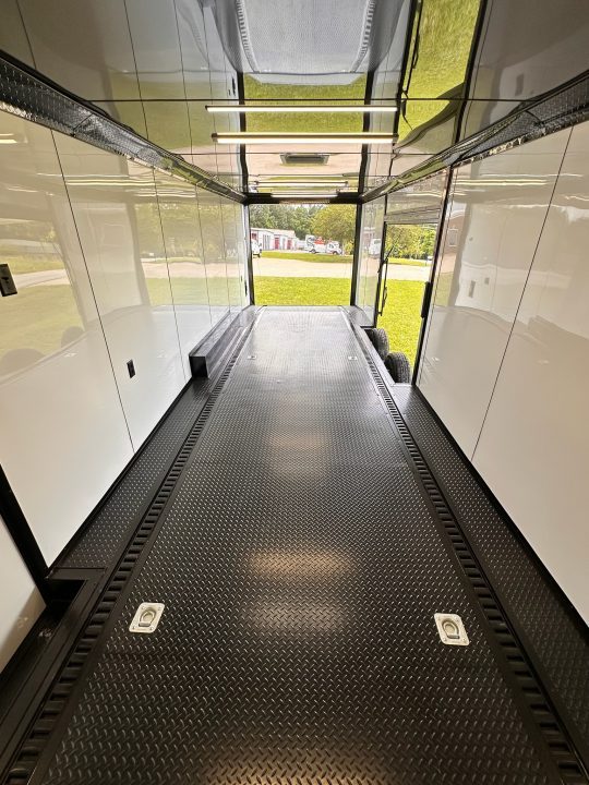 New 2026 Luxe 8.5x28 Race Trailer - Finished Interior- 7000lb Spread Torsion - Recessed E-Track-Full Escape Door-Removable Fender
