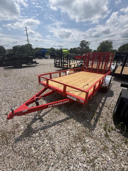 New 2027 PJ Trailers U7121 Utility Trailer 72X12 SA STRAIGHT DECK (GVW:2990) RED
