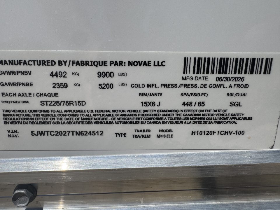New 2026 H&H TRAILERS H10120FTCHV-100 Cargo / Enclosed Trailer