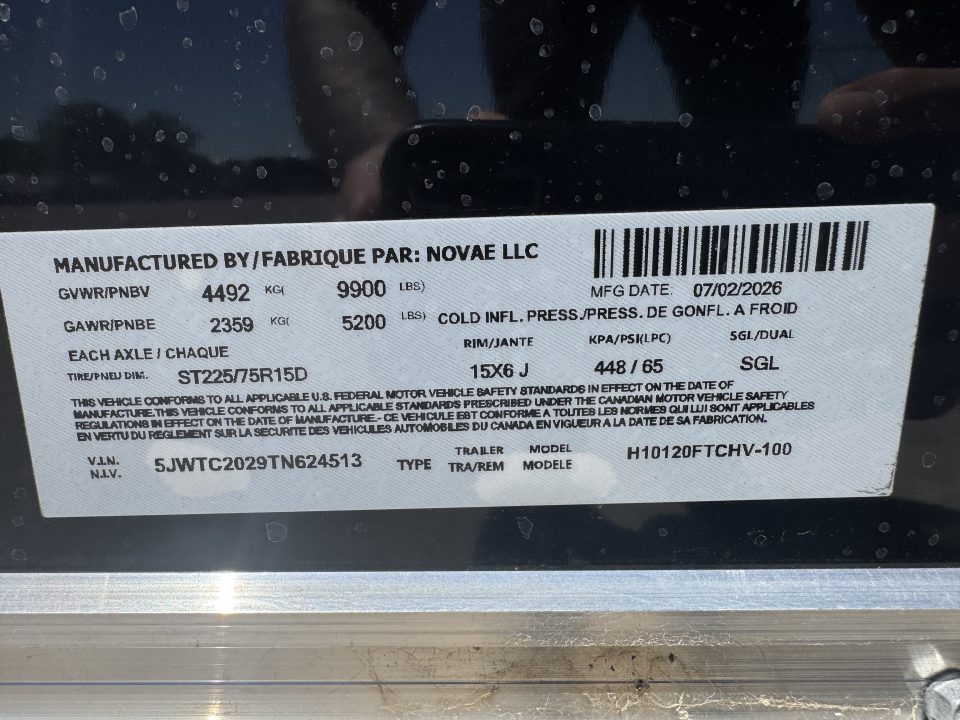 New 2026 H&H Trailers H10120FTCHV Cargo / Enclosed Trailer